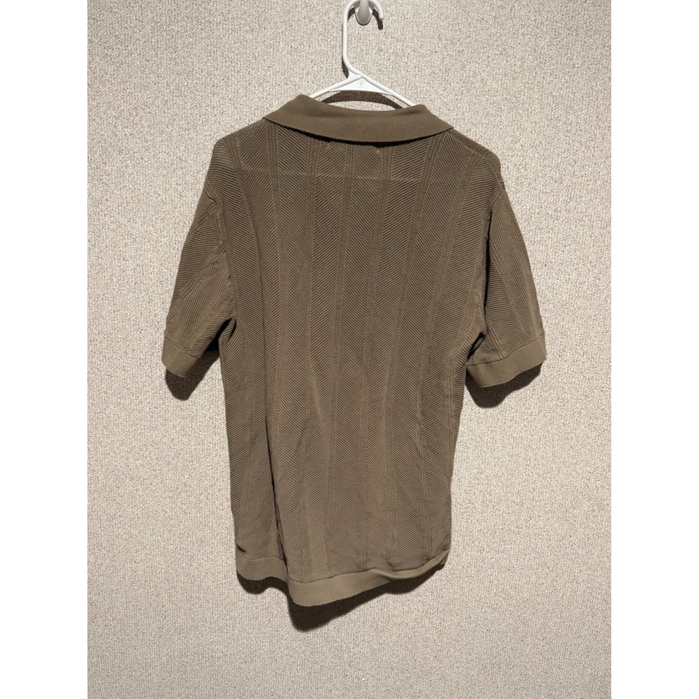 PacSun Mens Knit Polo Shirt Medium‎ Brown Button Up Short Sleeve Casual - Picture 6 of 7